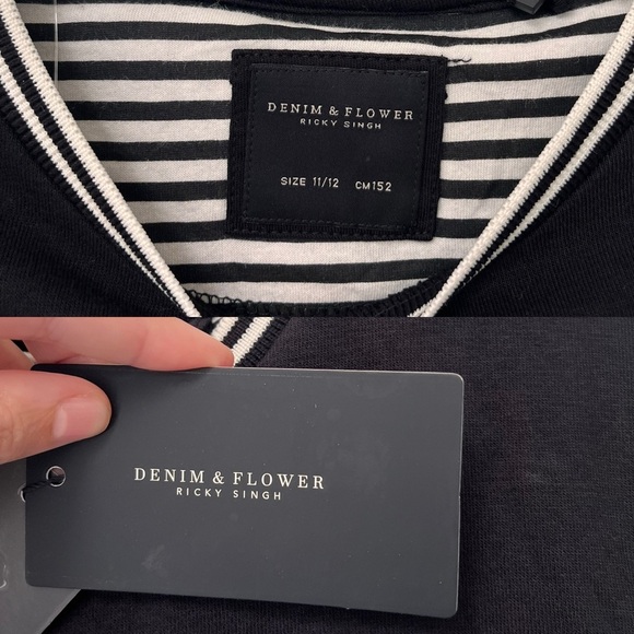 NWT Denim & Flower Unisex Varsity Fleece Sweatshirt 11/12 - Picture 6 of 10